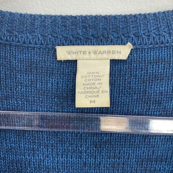 White + Warren Cotton Boxy Cut Sweater Women's Medium Blue - Picture 2 of 8